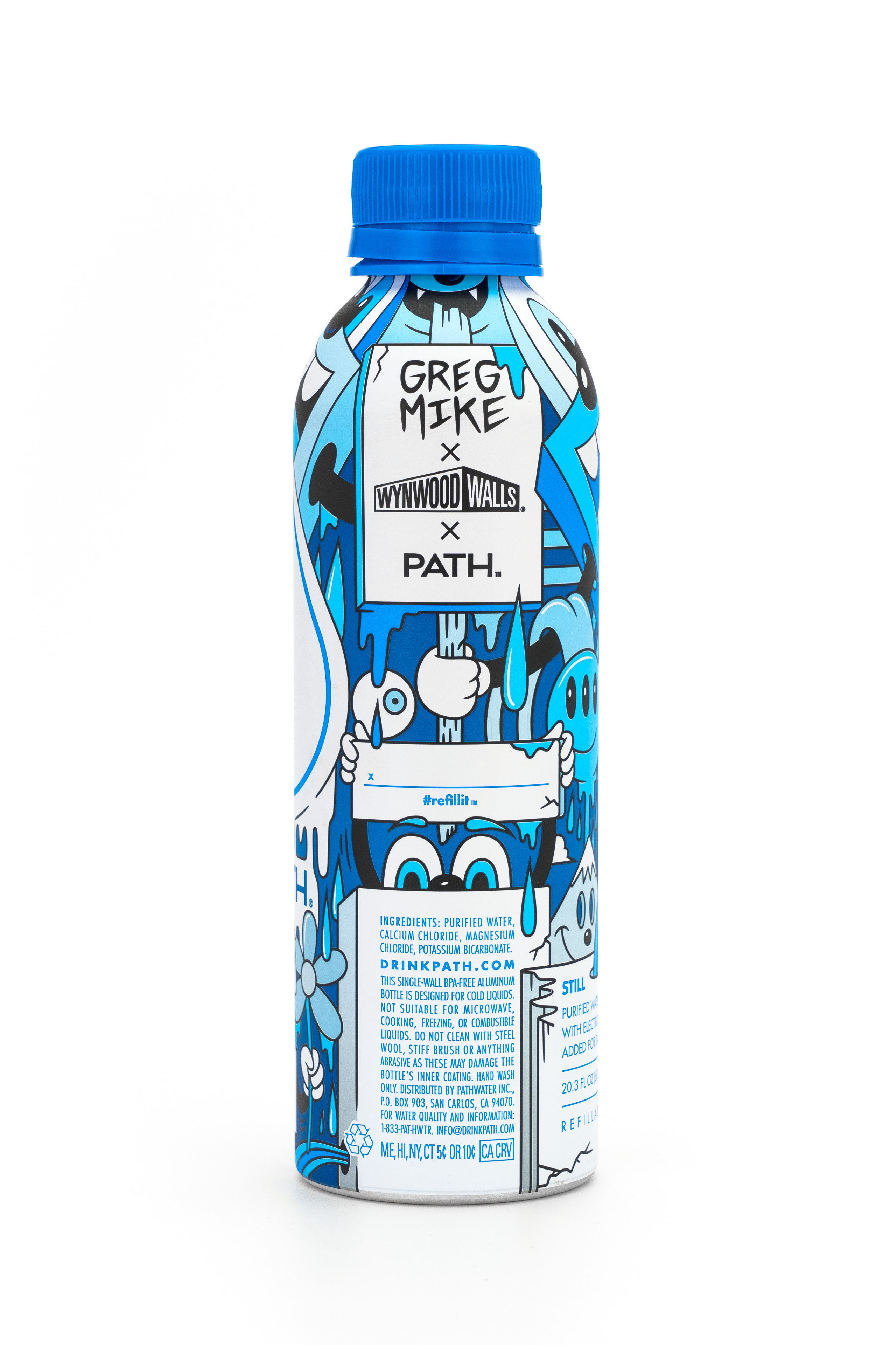 Packshot von farbiger Wasserflasche