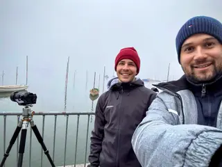 Erik and Roger photographing the fog.